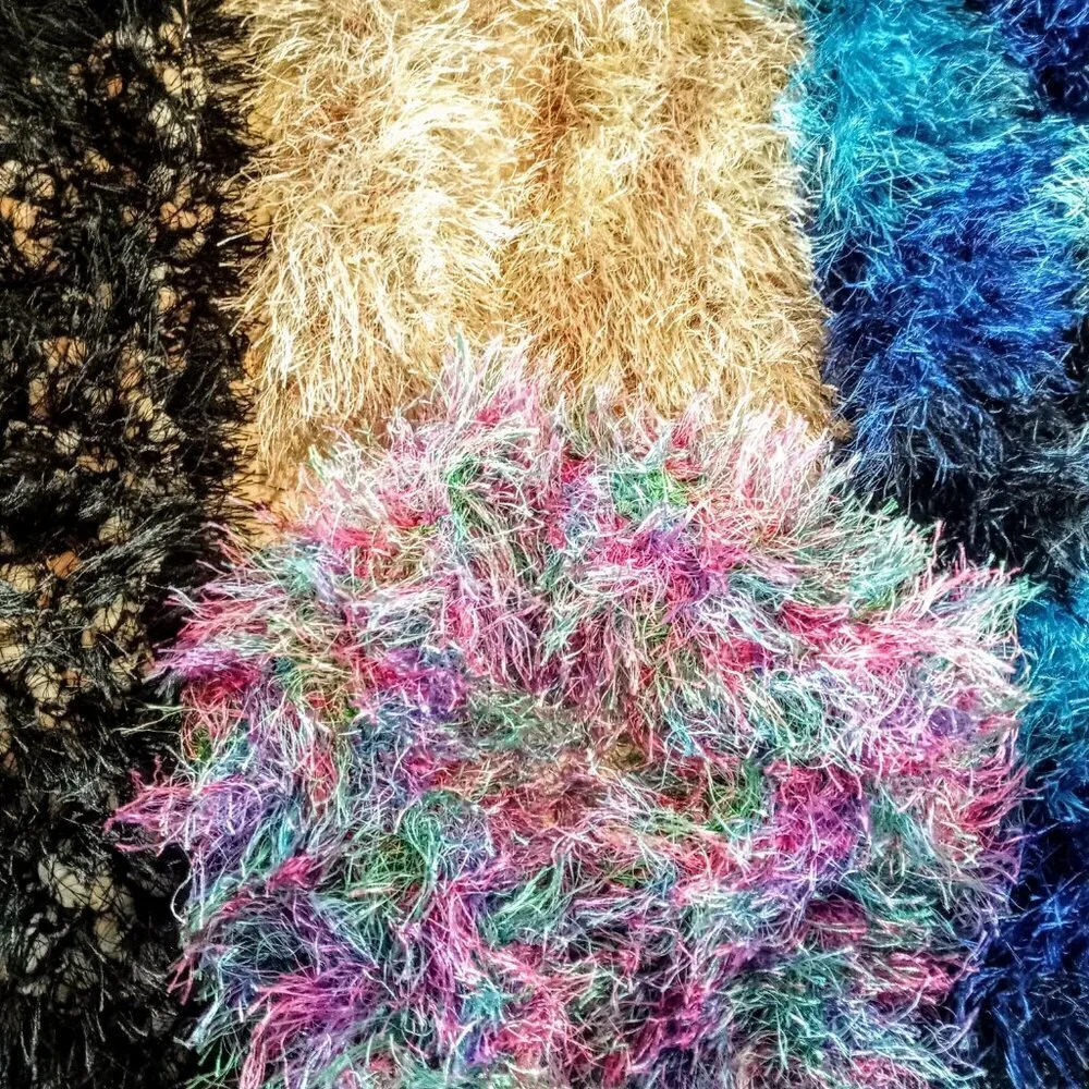 Lot of 4 Multicolor Stretch Crochet Oblong Scarves